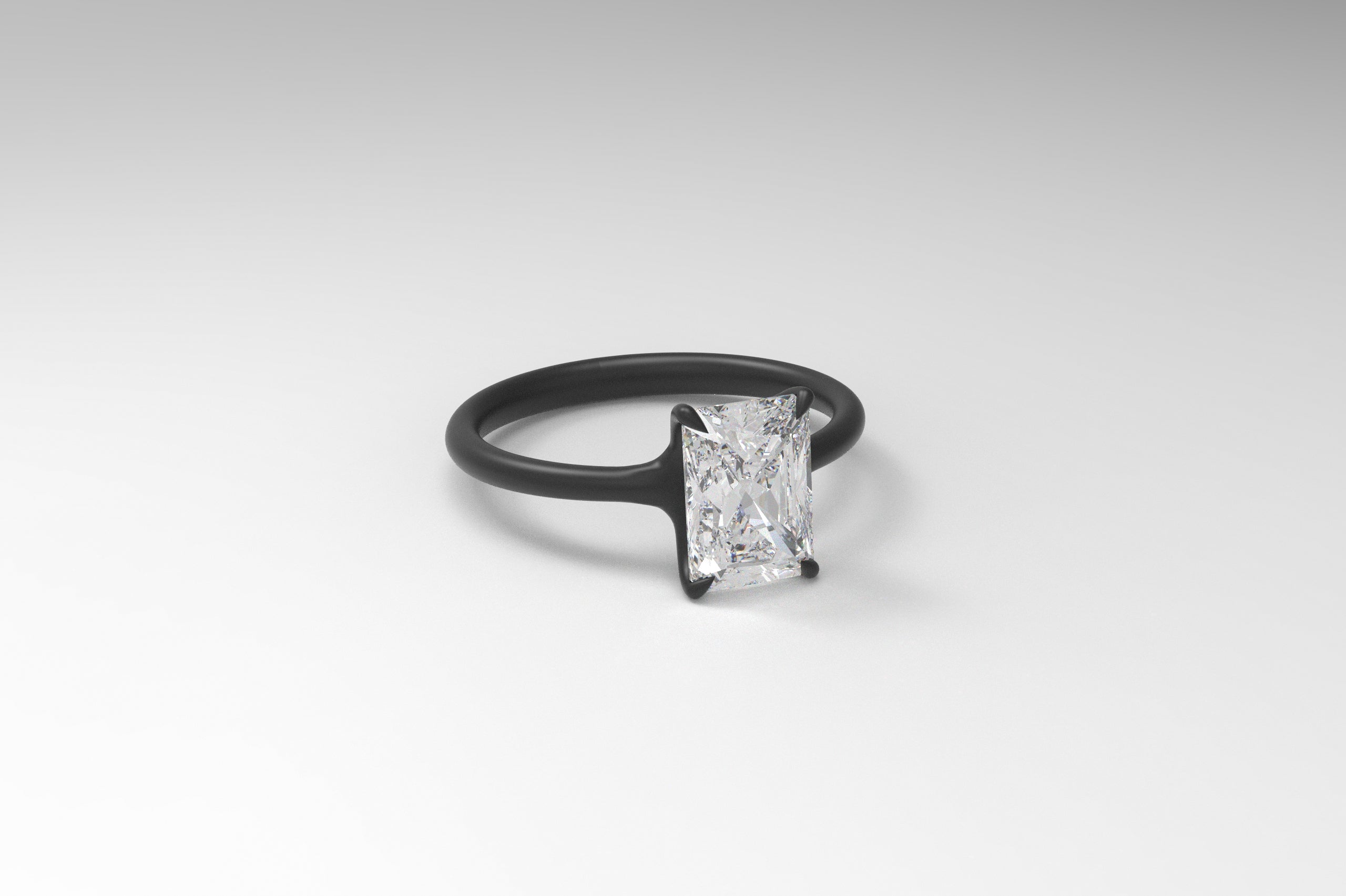 經典四爪黑鈦單鑽戒