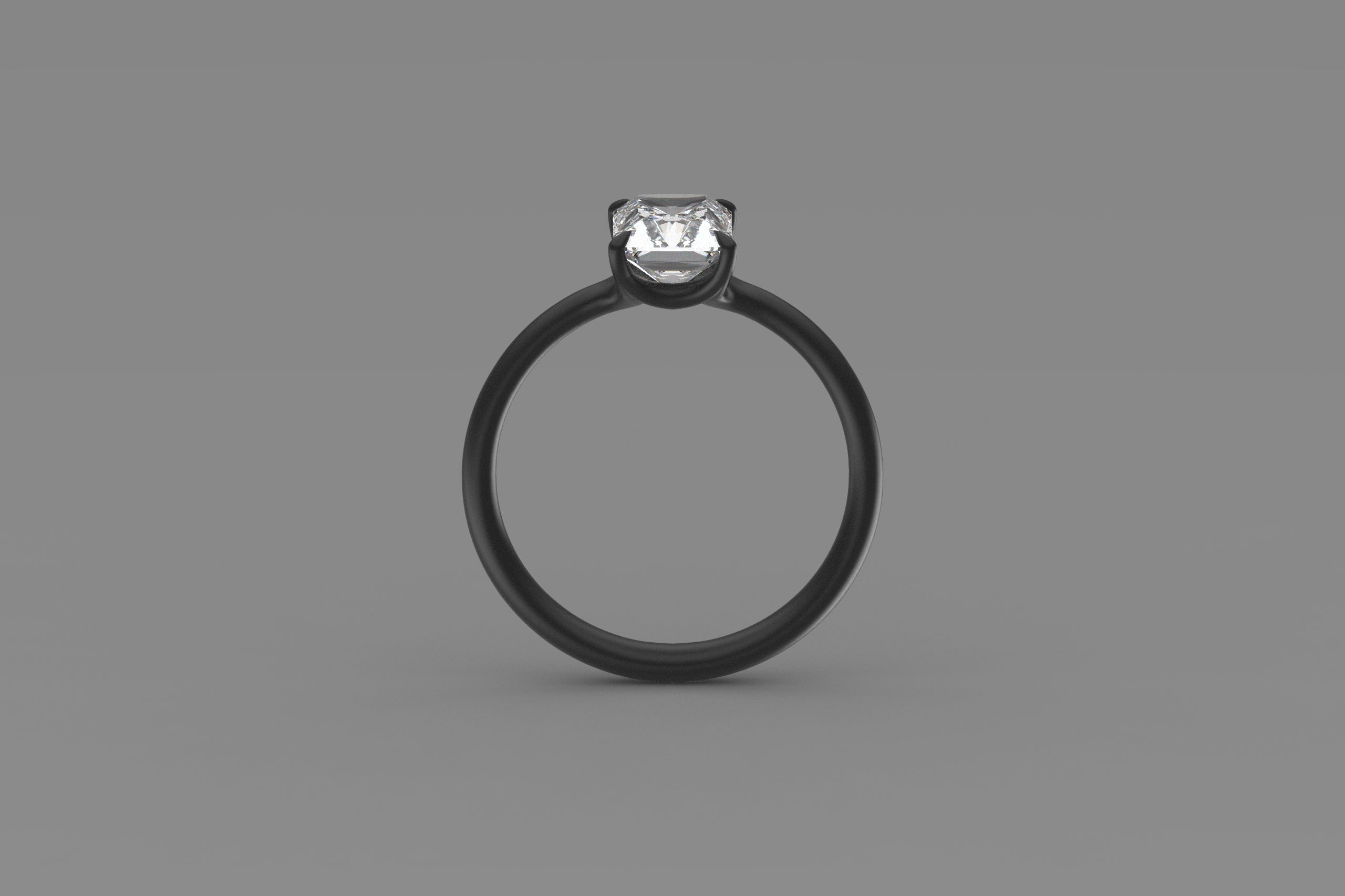 經典四爪黑鈦單鑽戒